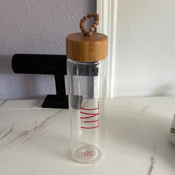 Rae Dunn Glass Water Bottle with Bamboo Lid - Red - Picture 2 of 4